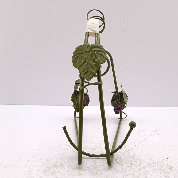 Metal Wine Rack Grape Vine Design Table Counter Holder w/ Green Bottle - Picture 5 of 16